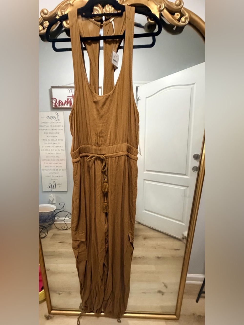 Free People harem inspired Jumpsuit cargo pockets Brown